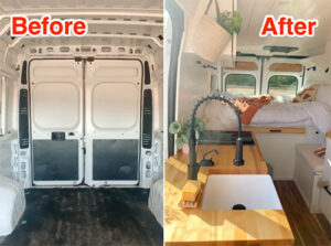 Can I get a campervan loan with bad credit? Campervan conversion before and after.